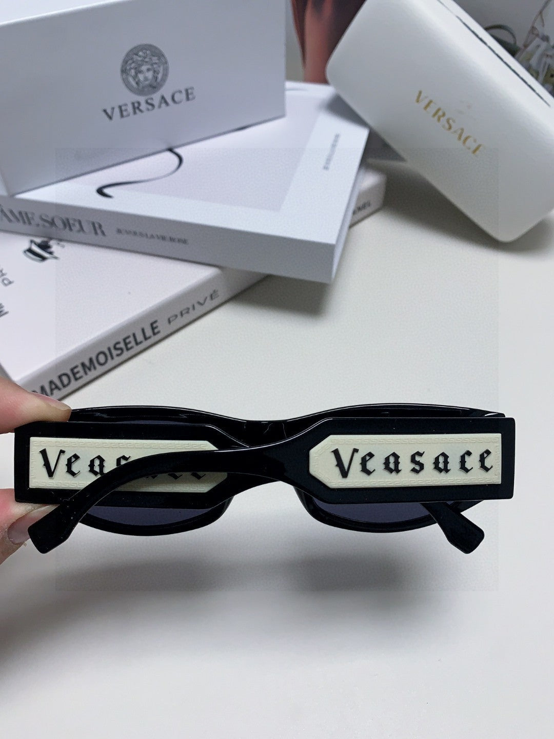 Versace Square Black Lens Sunglasses for Women - detail image 3