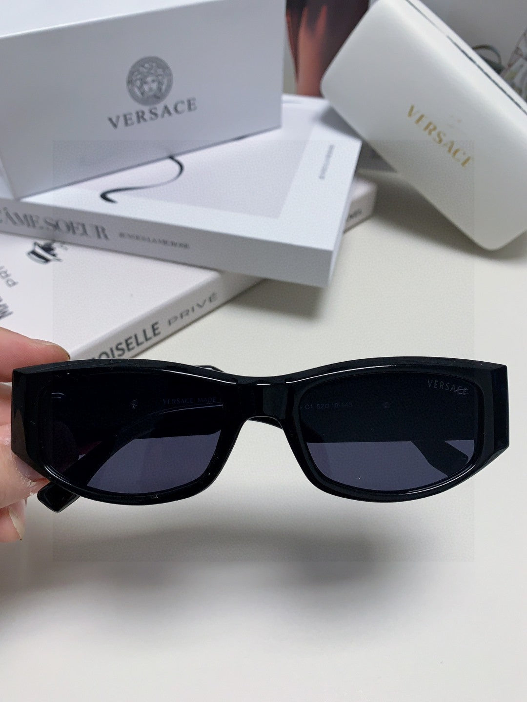 Versace Square Black Lens Sunglasses for Women - detail image 2