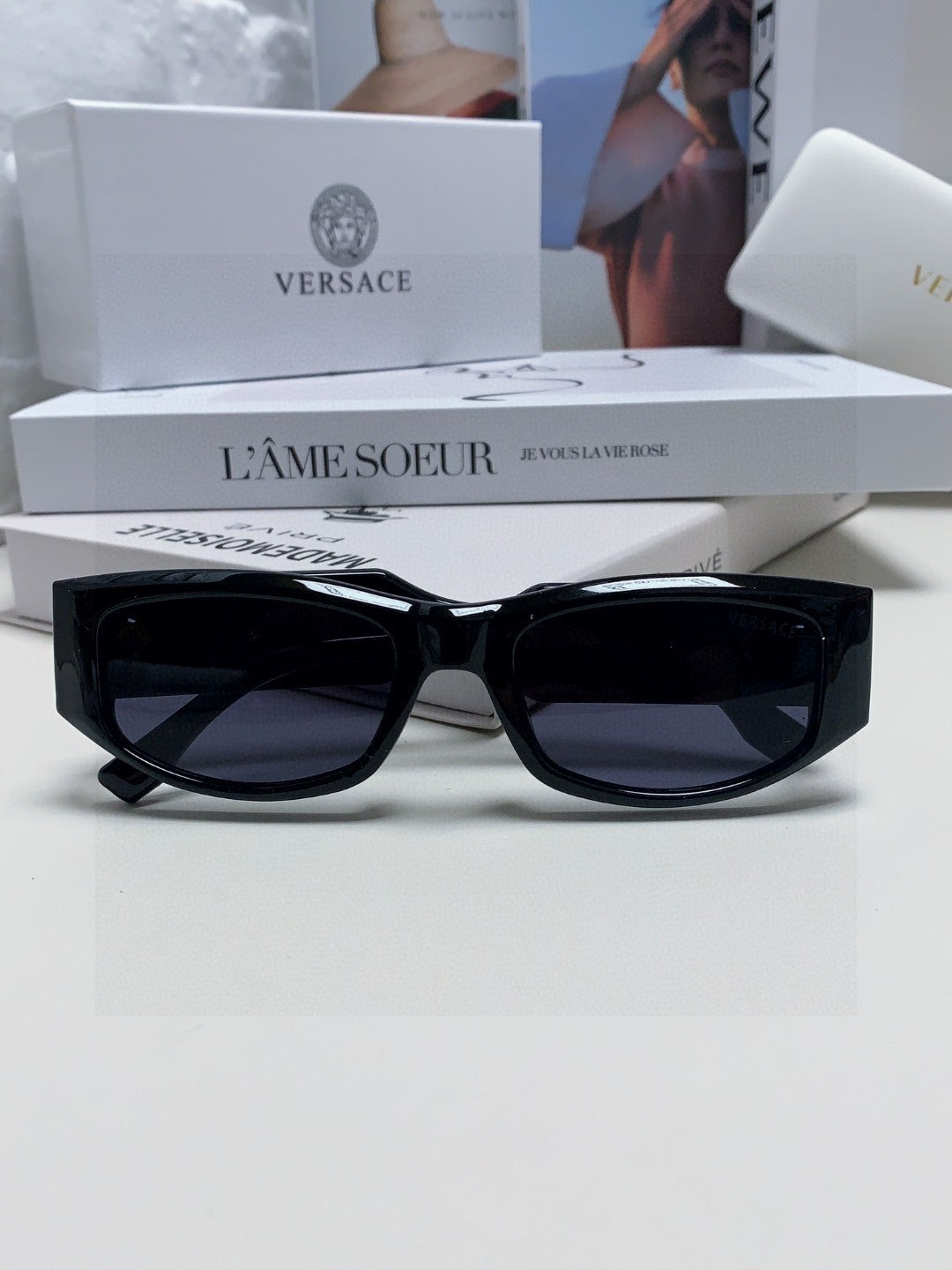 Versace Square Black Lens Sunglasses for Women - detail image 6