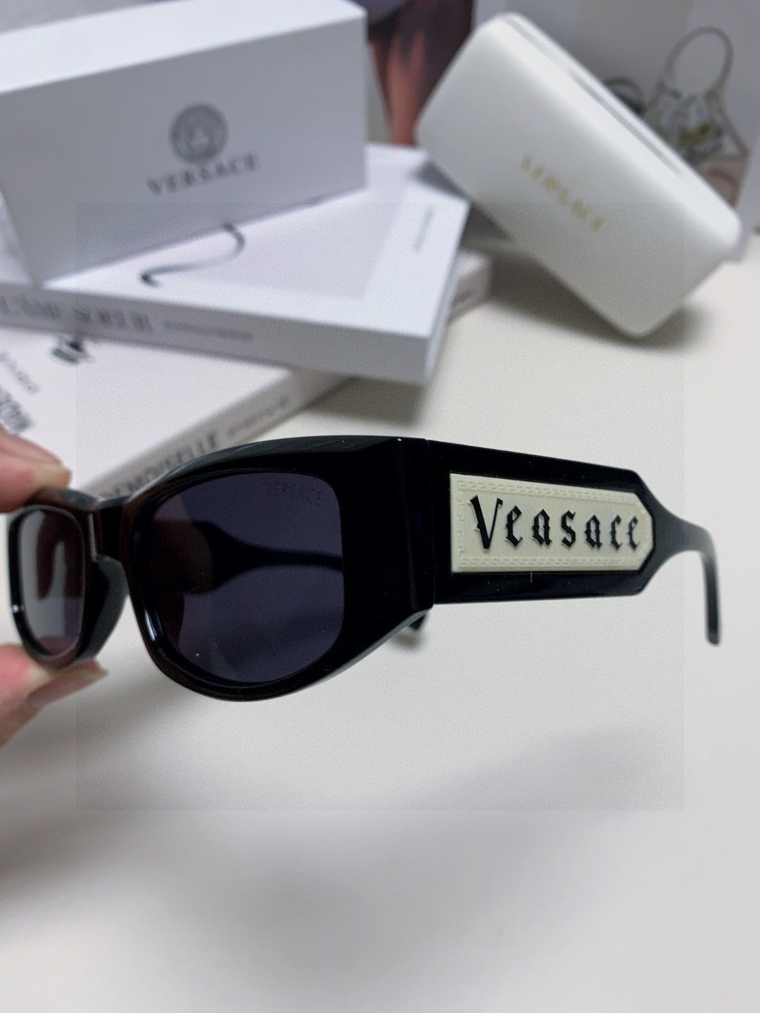 Versace Square Black Lens Sunglasses for Women - detail image 4