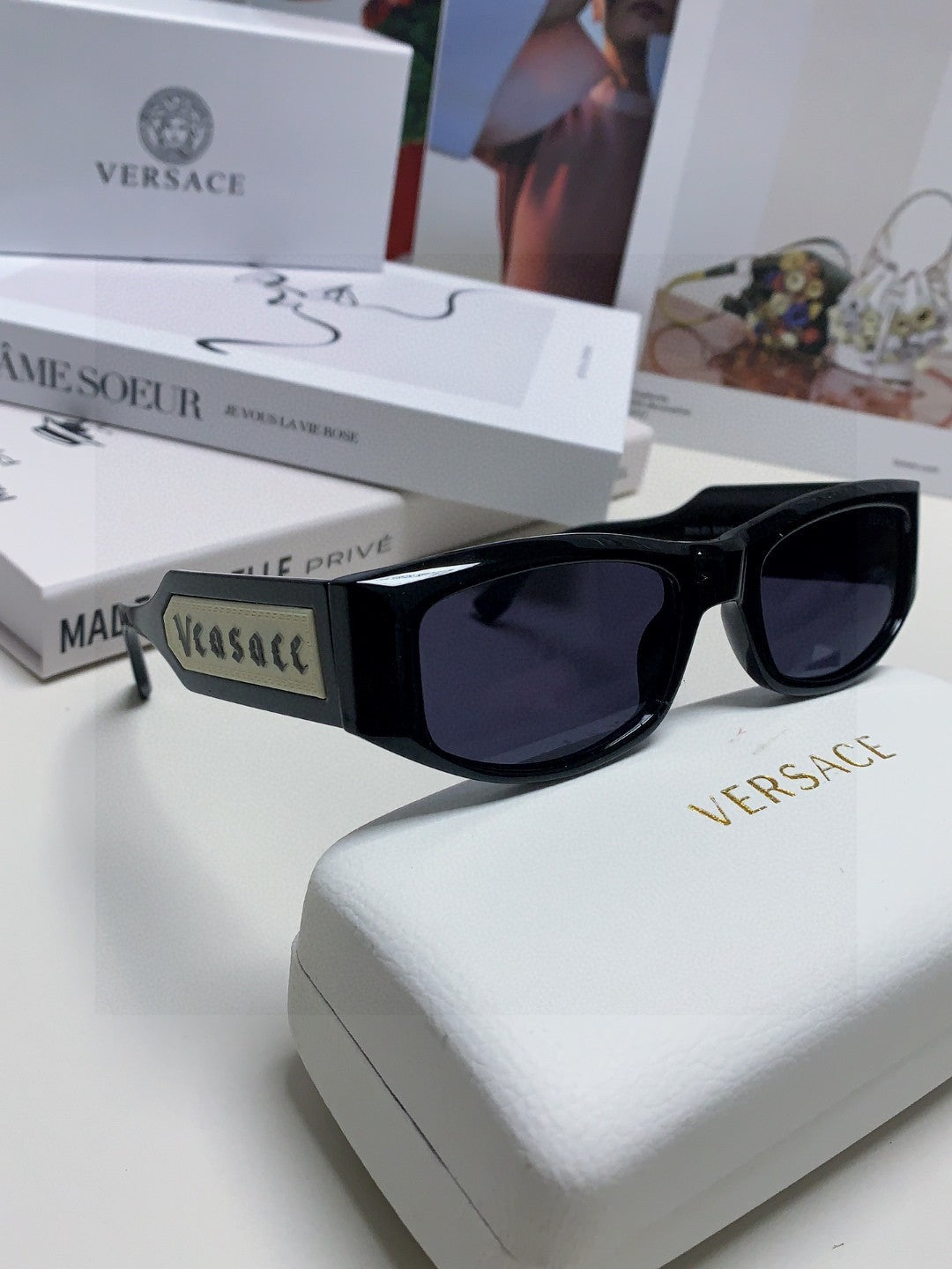 Versace Square Black Lens Sunglasses for Women - detail image 5