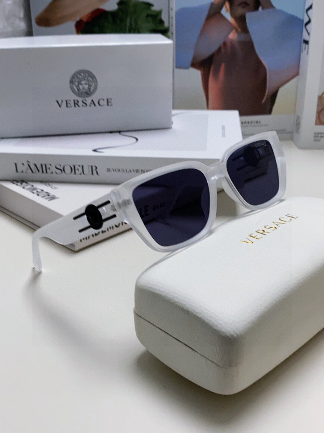 Versace Slim Blue Lens Sunglasses for Men & Women - 372509 - detail image 7
