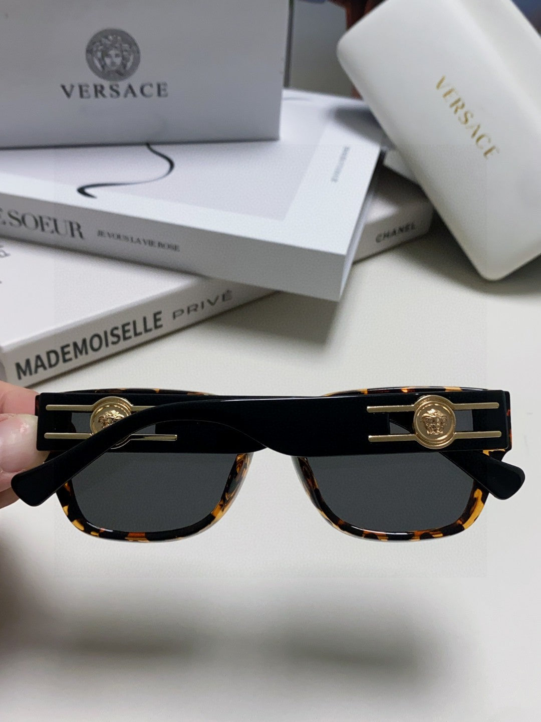 Versace Slim Gray Lens Sunglasses for Men & Women - detail image 4