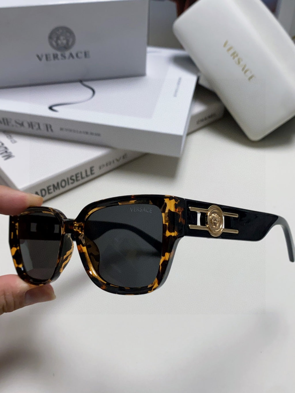 Versace Slim Gray Lens Sunglasses for Men & Women - detail image 5