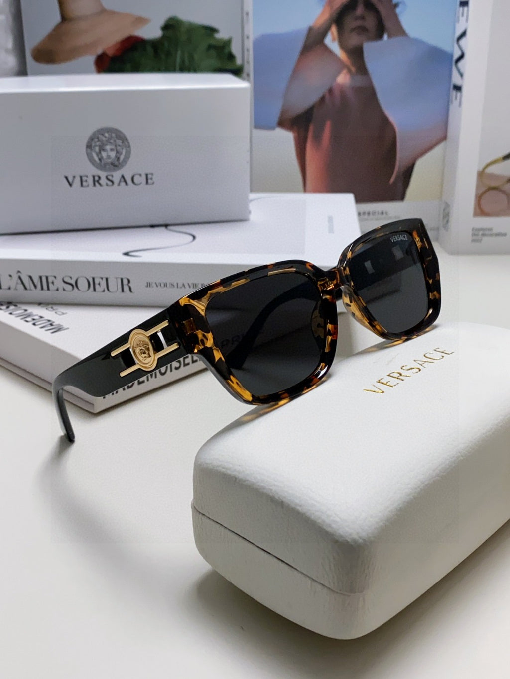 Versace Slim Gray Lens Sunglasses for Men & Women - detail image 7