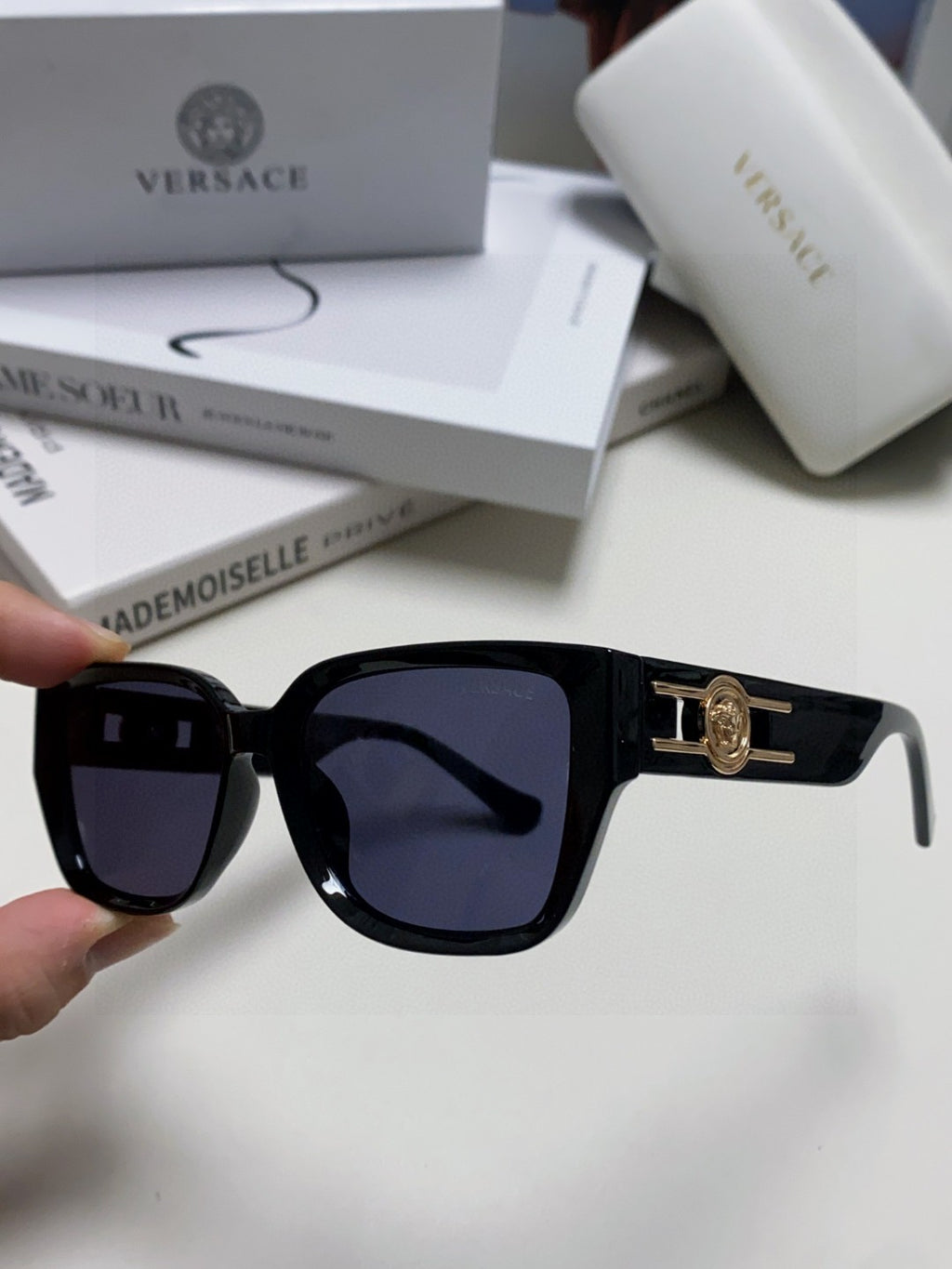 Versace Slim Blue Lens Sunglasses for Men & Women - detail image 4