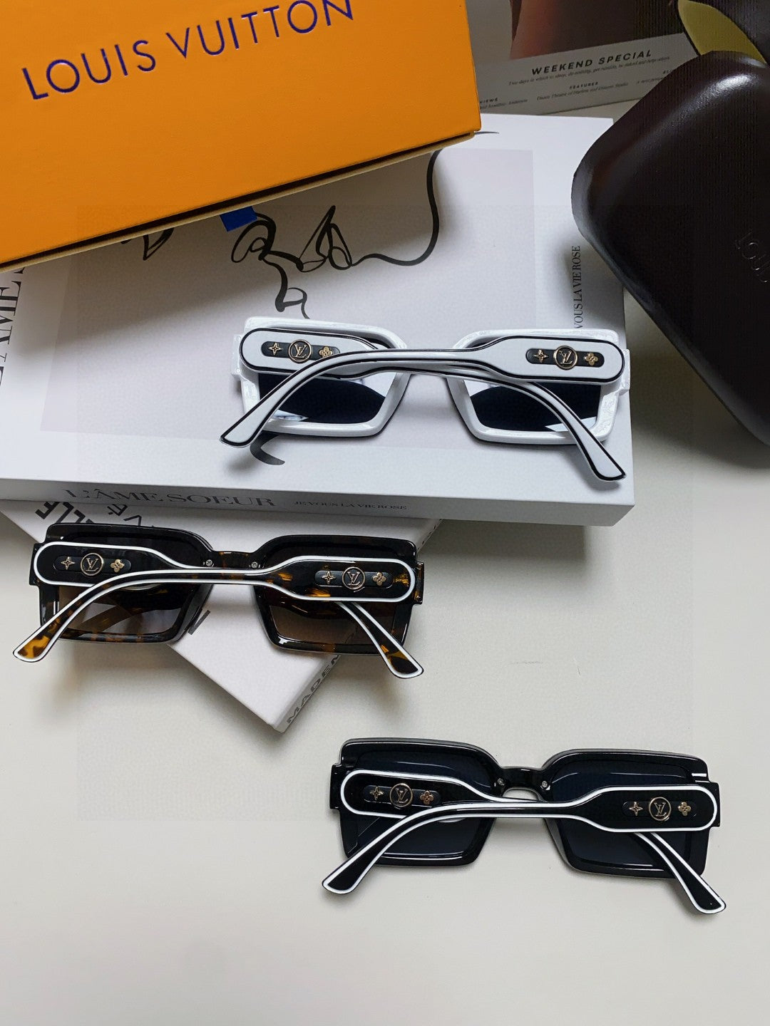 Louis Vuitton Polarized Square Blue Lens Sunglasses for Women - 371391 - detail image 8