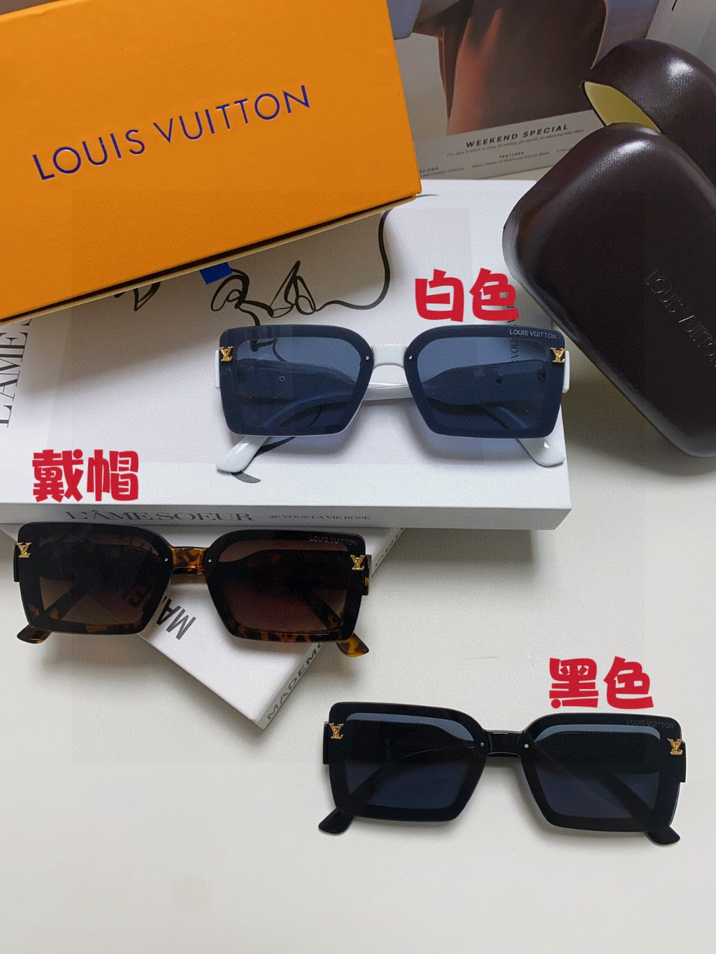 Louis Vuitton Polarized Square Blue Lens Sunglasses for Women - 371391 - detail image 9