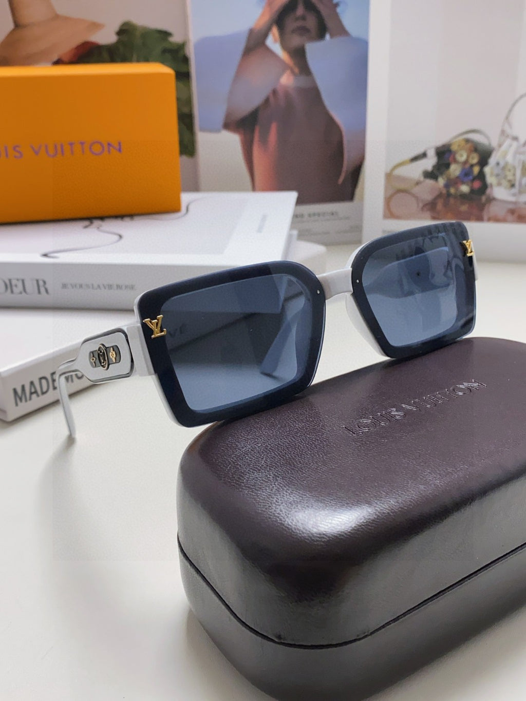 Louis Vuitton Polarized Square Gold Lens Sunglasses for Women - detail image 6