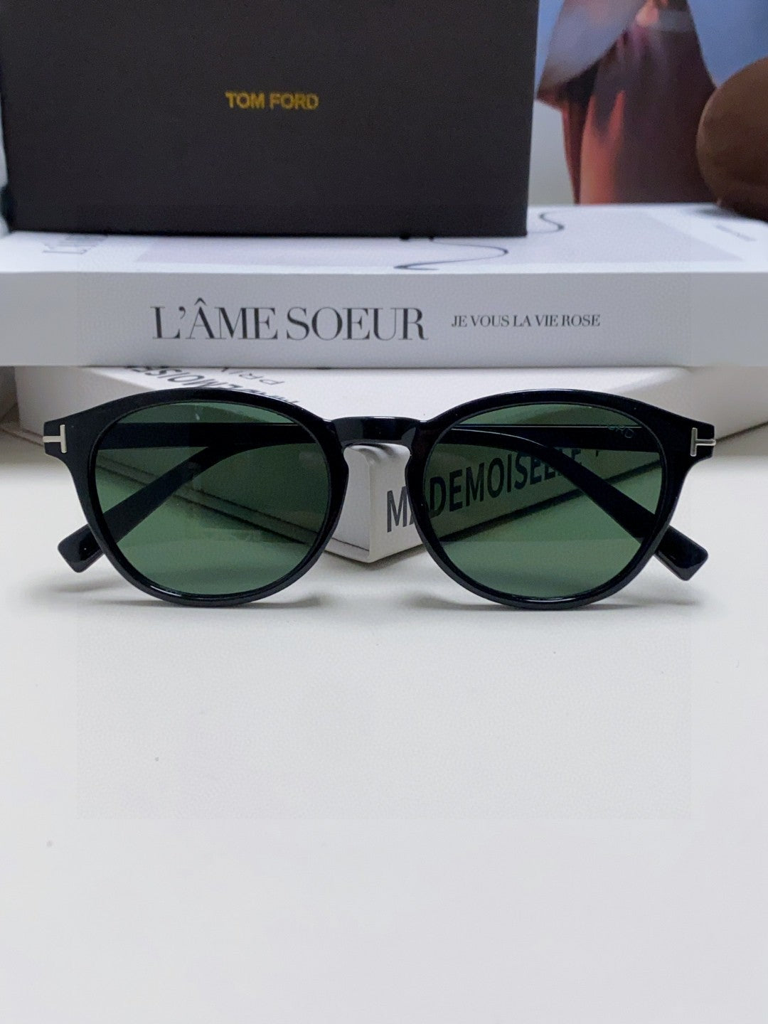 Tom Ford Polarized Round Green Lens Sunglasses for Men & Women - detail image 6