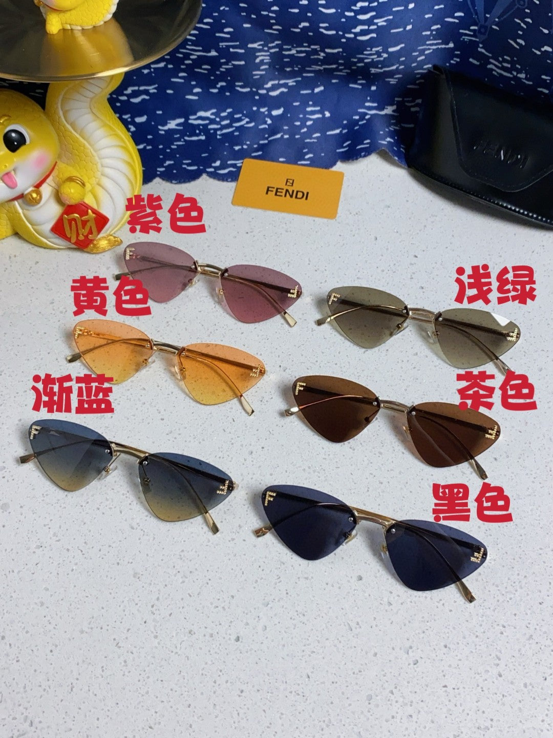 Fendi Lightweight Rimless Gold Lens Sunglasses for Women - detail image 10