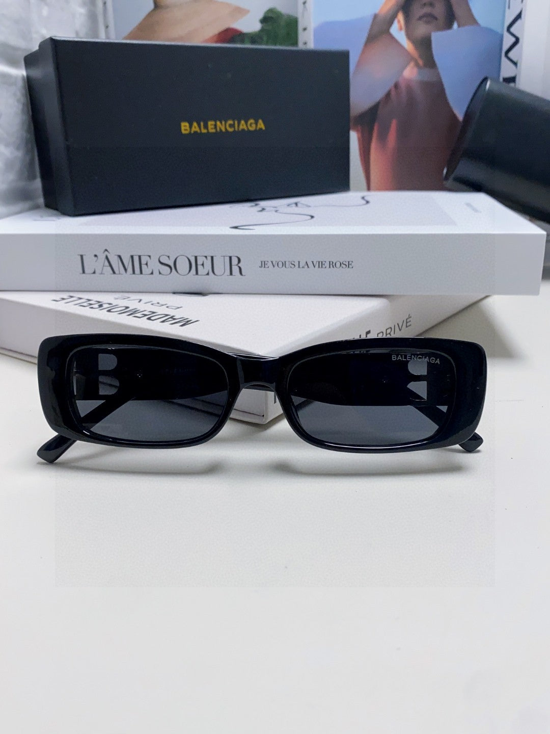 Balenciaga Rectangular Orange Lens Sunglasses for Men & Women - 382929 - detail image 8