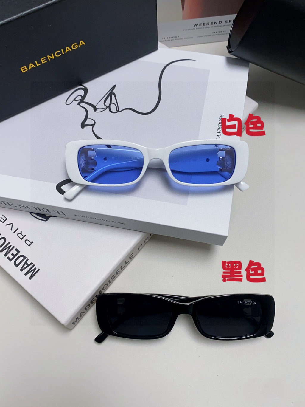 Balenciaga Rectangular Orange Lens Sunglasses for Men & Women - 382929 - detail image 11