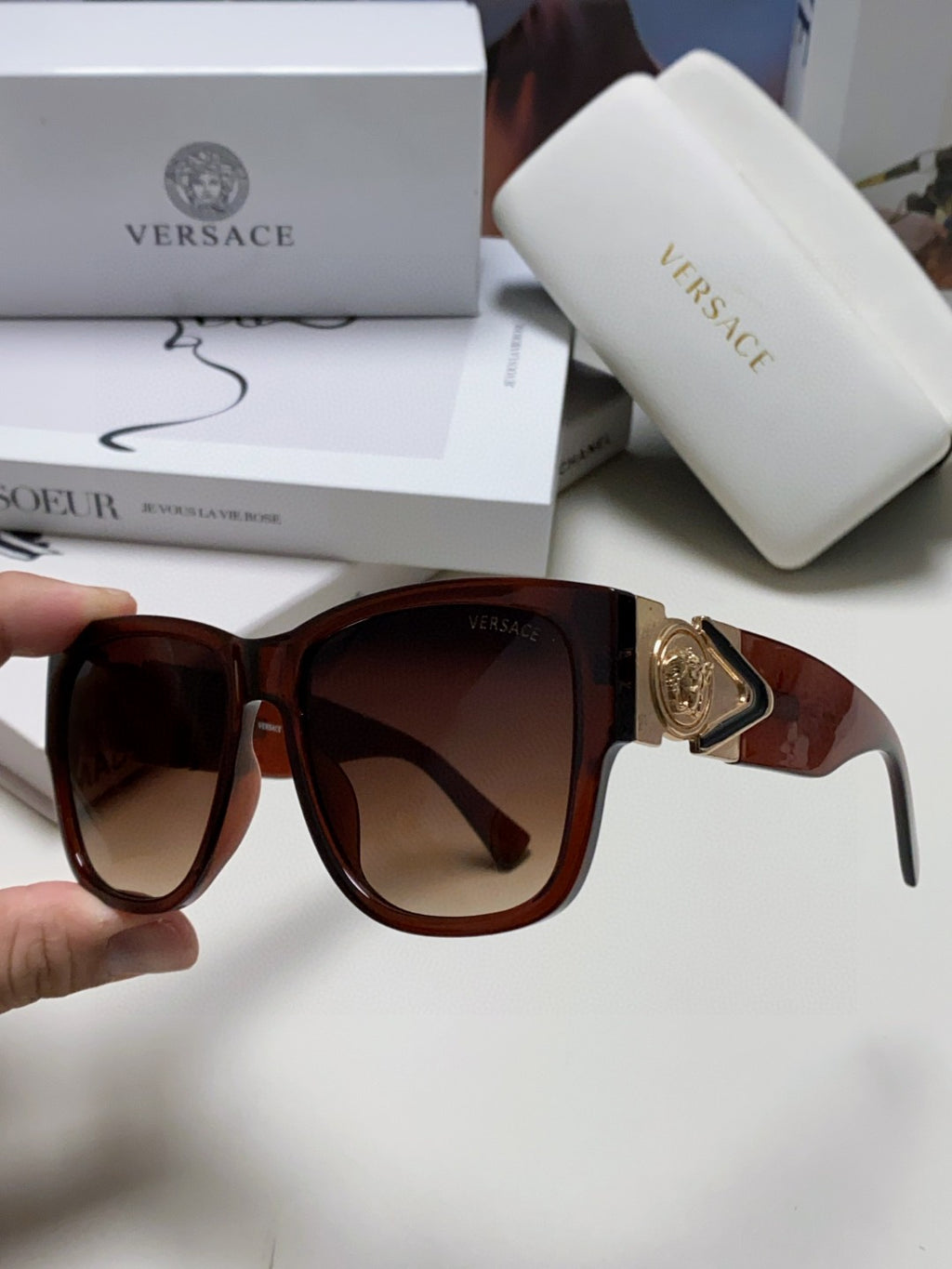 Versace Oversized Silver Lens Sunglasses for Men & Women - 399300 - detail image 5
