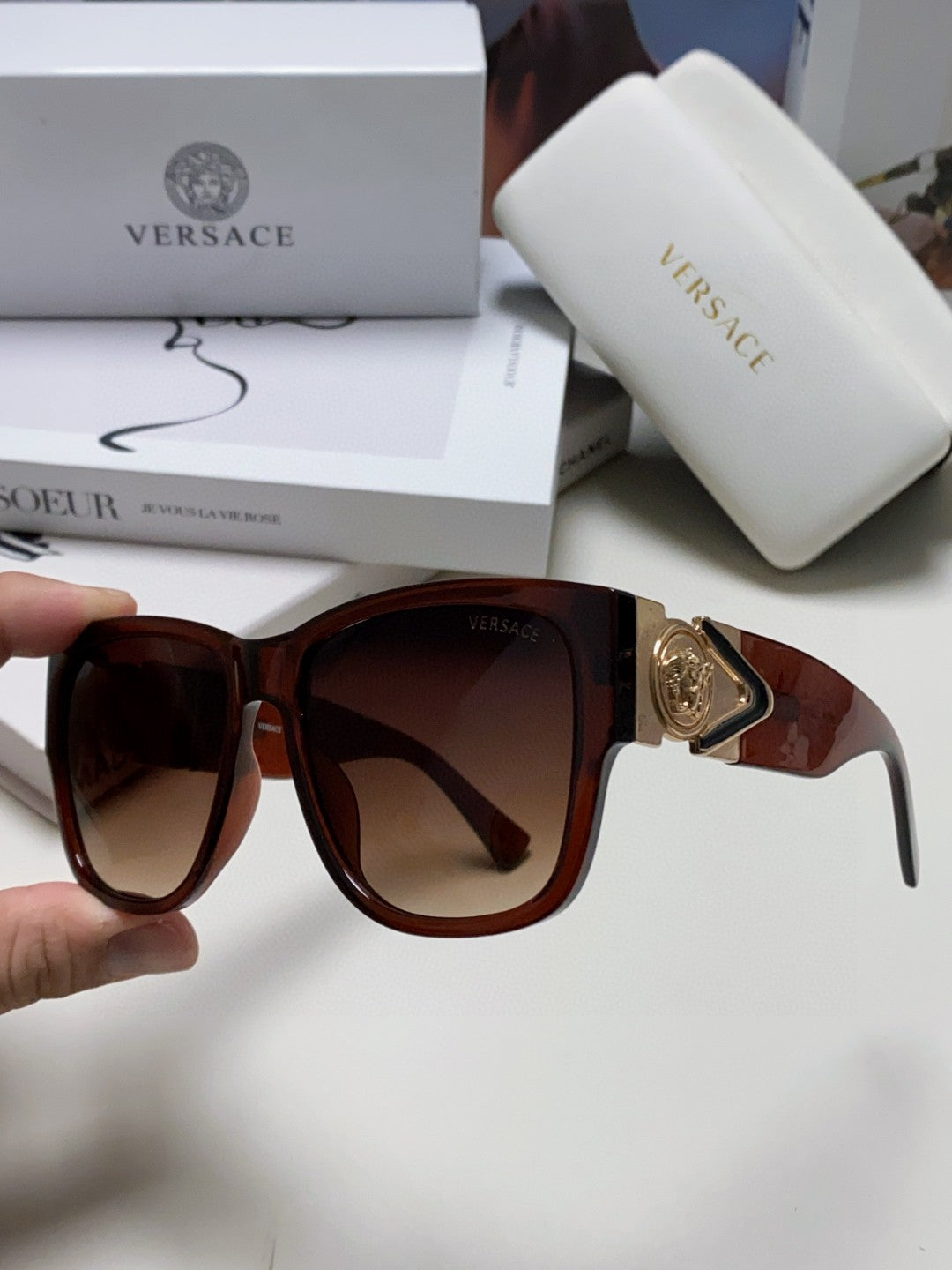 Versace Oversized Silver Lens Sunglasses for Men & Women - 399300 - detail image 5