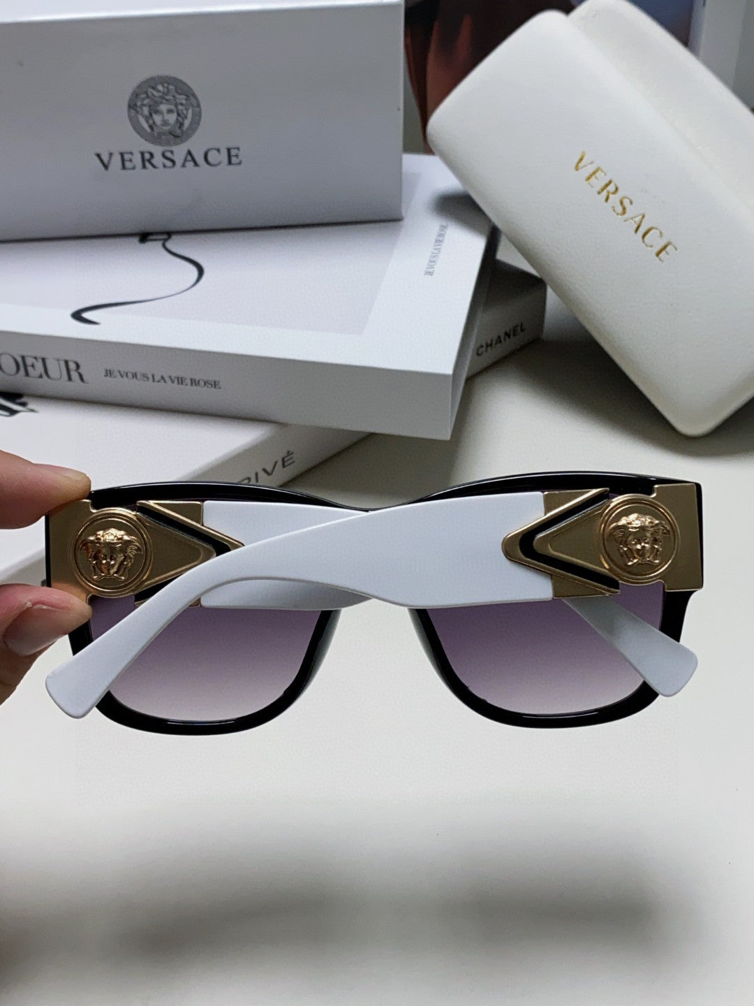 Versace Oversized Silver Lens Sunglasses for Men & Women - 399301 - detail image 4