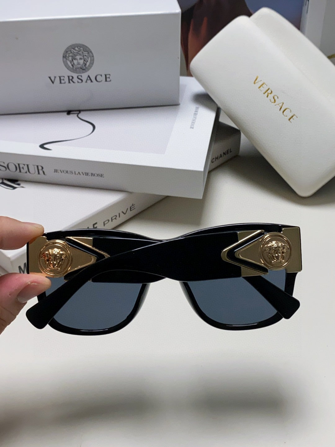 Versace Oversized Black Lens Sunglasses for Men & Women - 399302 - detail image 4