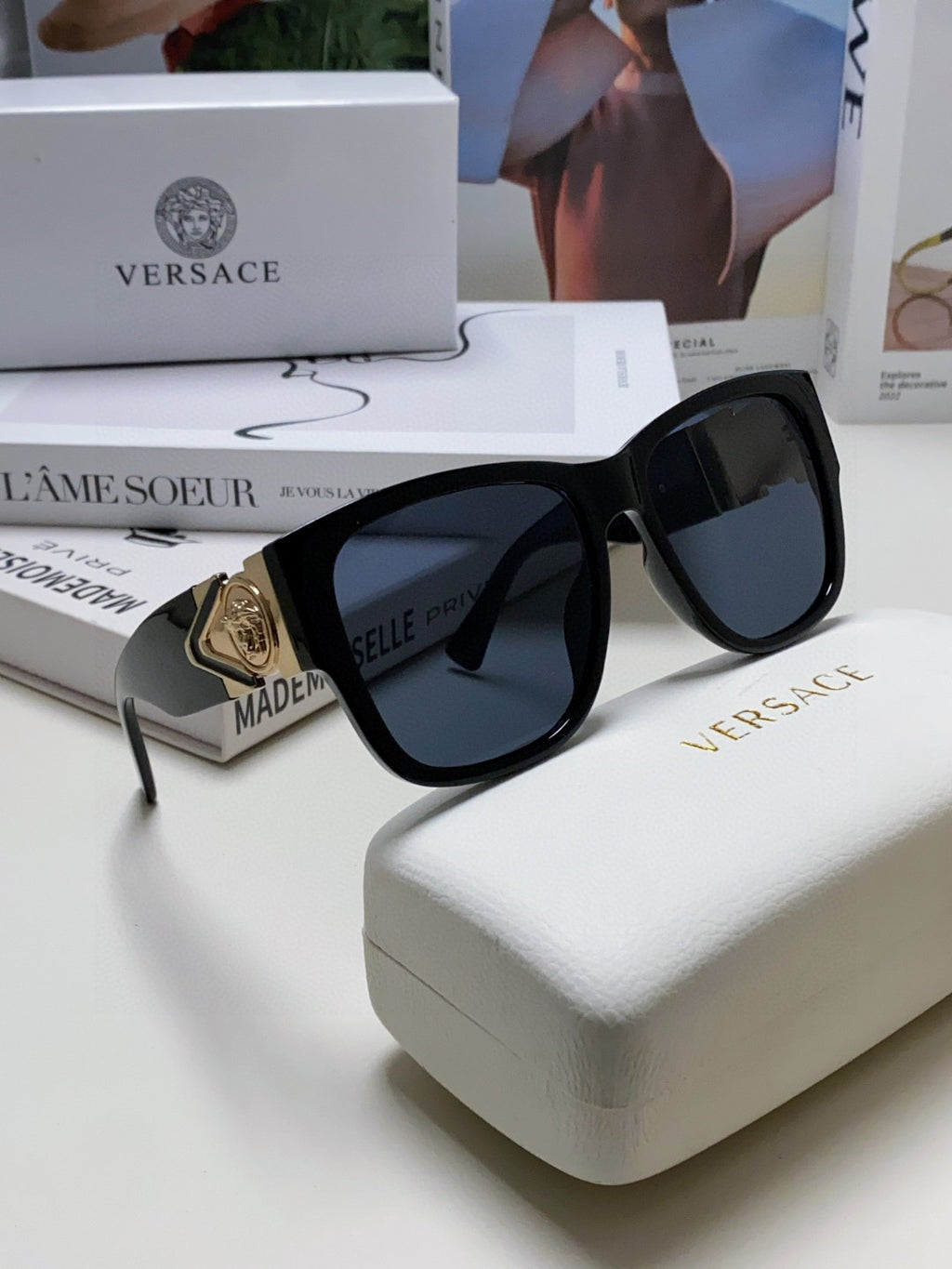 Versace Oversized Black Lens Sunglasses for Men & Women - 399302 - detail image 7