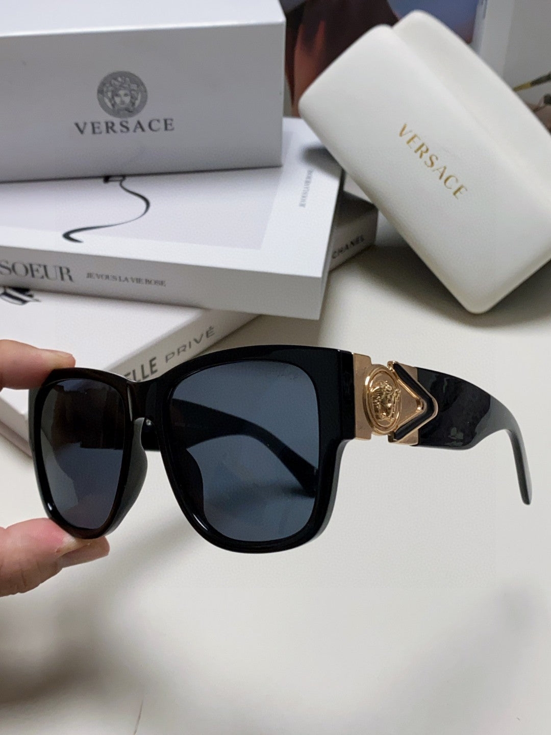 Versace Oversized Black Lens Sunglasses for Men & Women - 399302 - detail image 5
