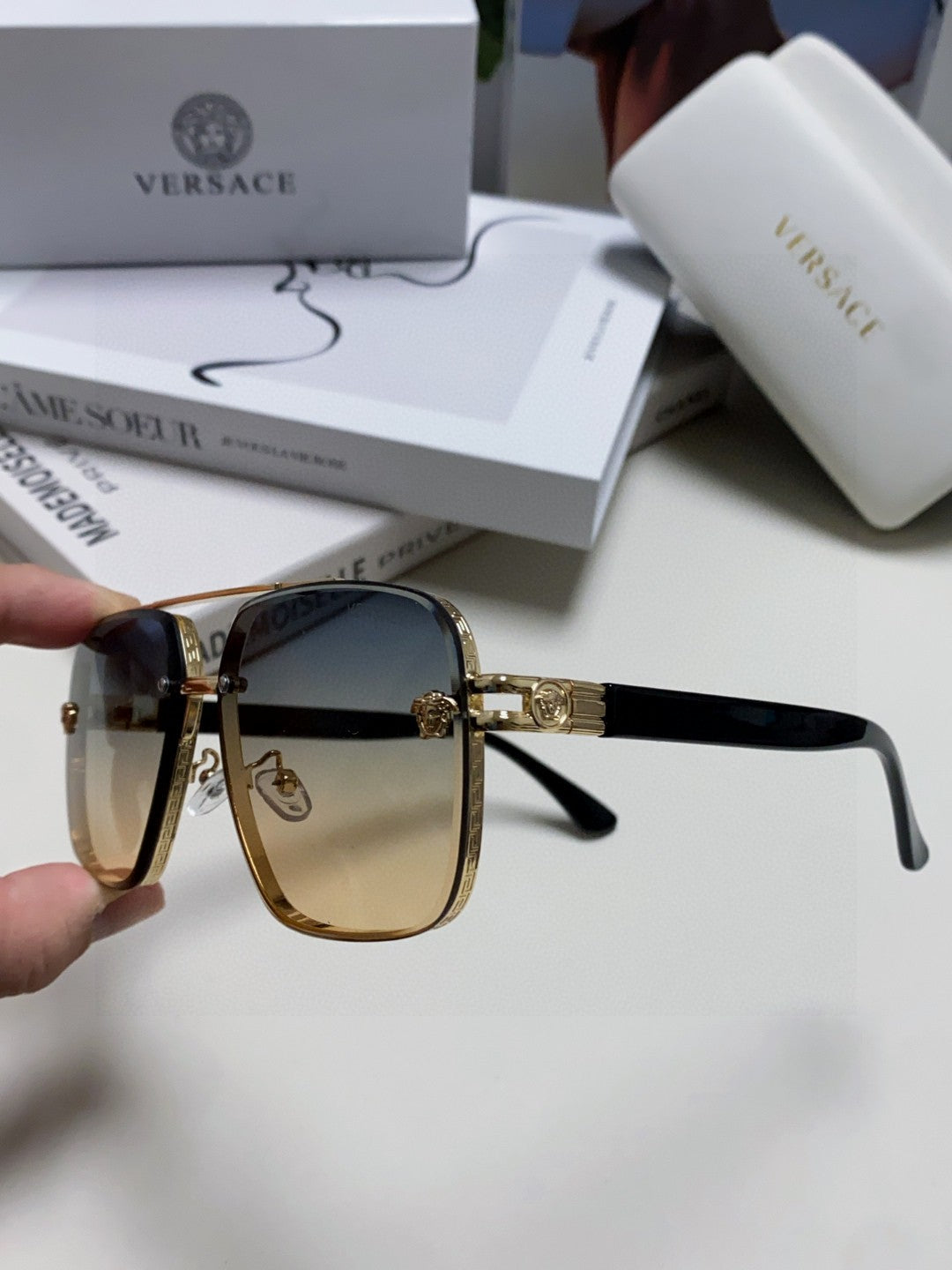 Versace Polarized Fashion Gray Lens Sunglasses for Men - 399303 - detail image 5