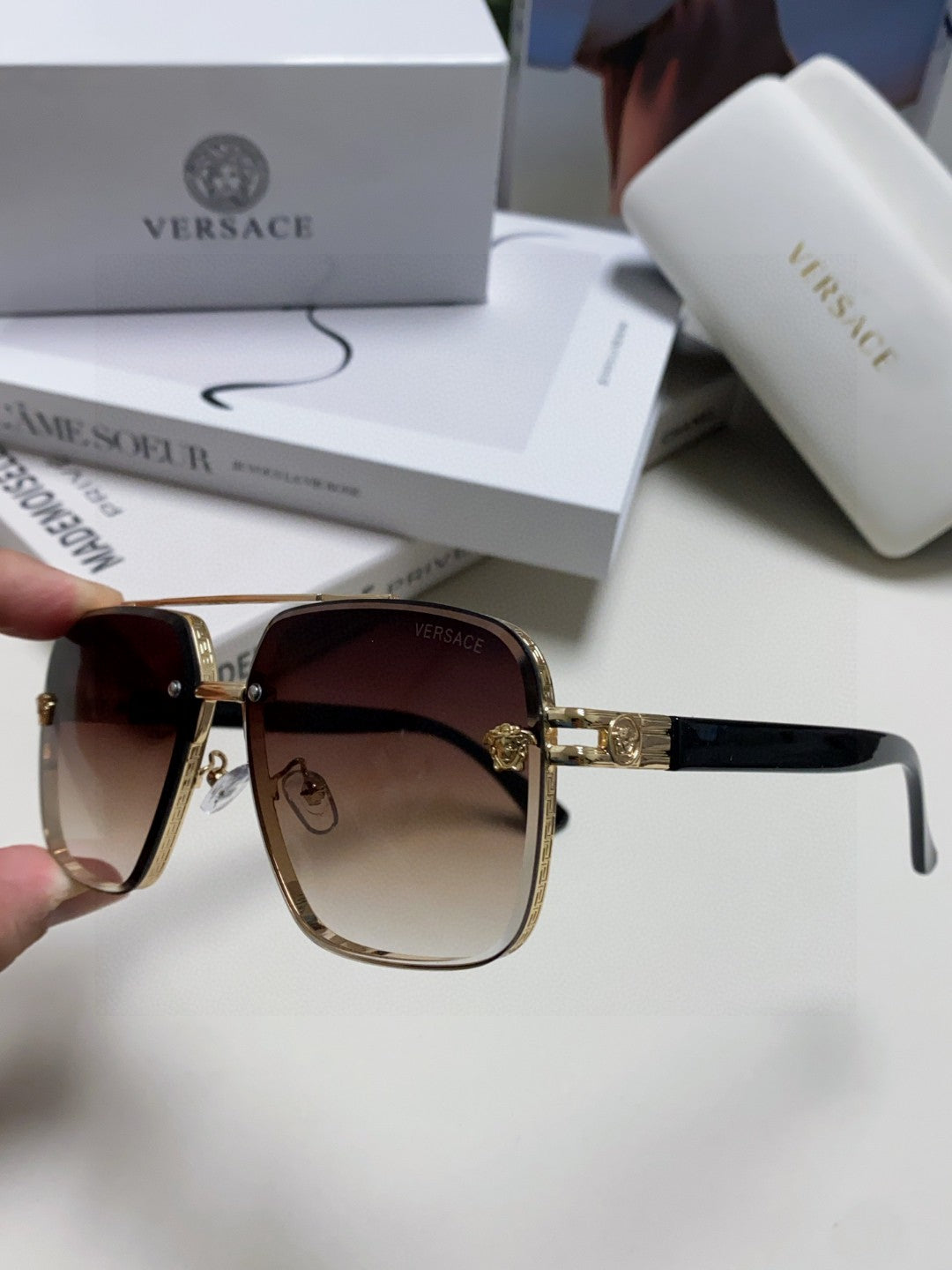 Versace Polarized Fashion Gray Lens Sunglasses for Men - detail image 5