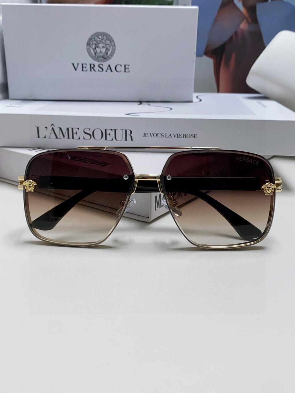Versace Polarized Fashion Gray Lens Sunglasses for Men - detail image 6
