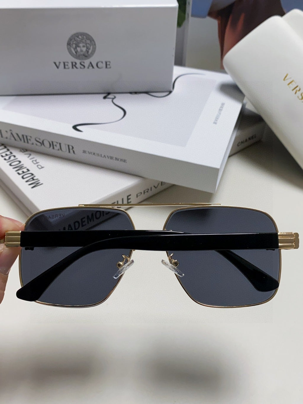 Versace Polarized Fashion Black Lens Sunglasses for Men - detail image 4