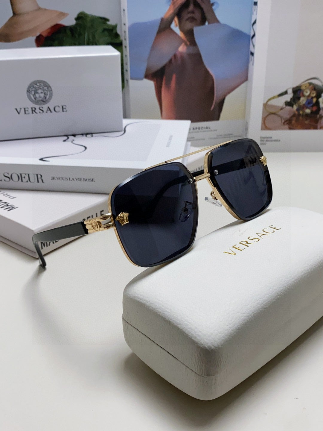 Versace Polarized Fashion Black Lens Sunglasses for Men - detail image 7