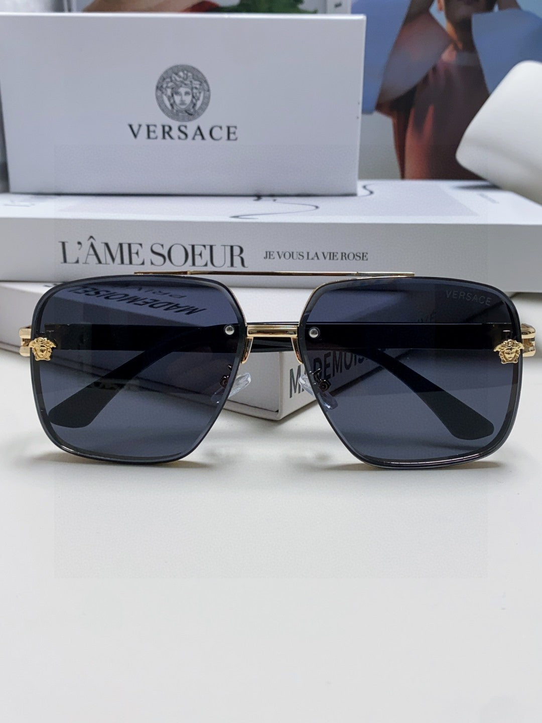 Versace Polarized Fashion Black Lens Sunglasses for Men - detail image 6