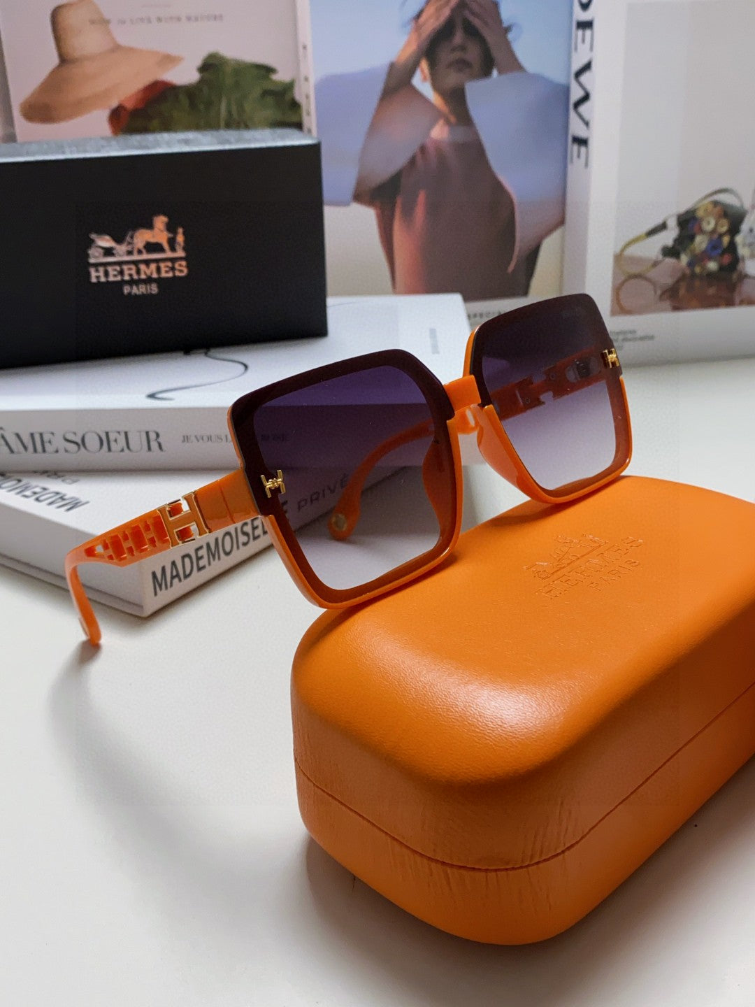 Hermès Fashion Red Lens Sunglasses for Women - detail image 7