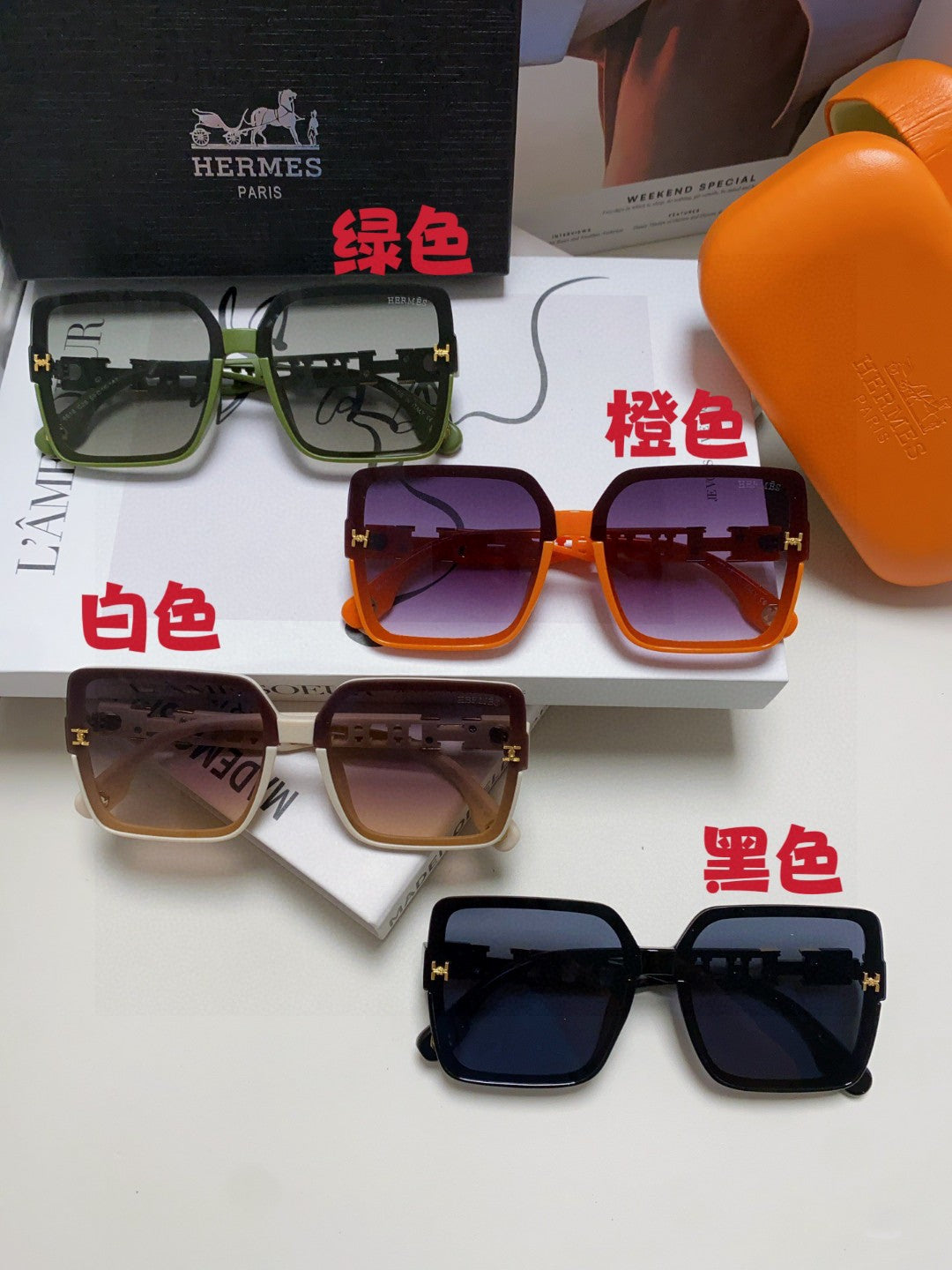 Hermès Fashion Red Lens Sunglasses for Women - detail image 9