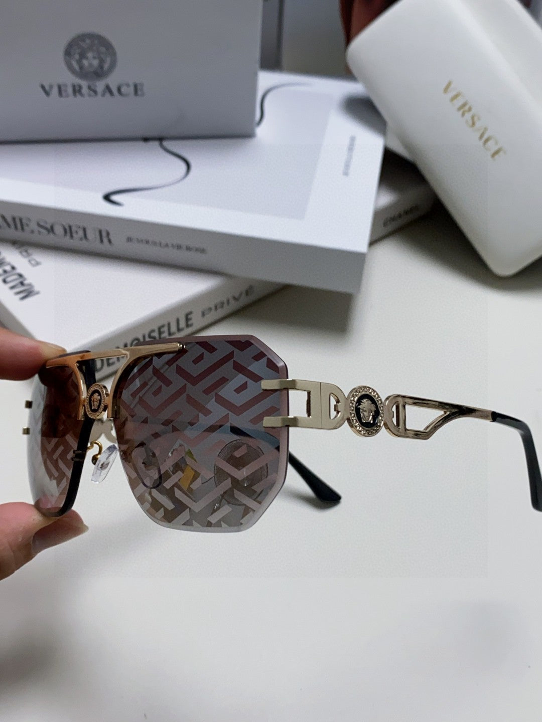 Versace Square Gray Lens Sunglasses for Men & Women - 432815 - detail image 4