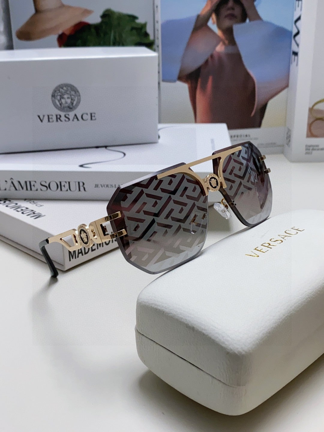 Versace Square Gray Lens Sunglasses for Men & Women - 432815 - detail image 6