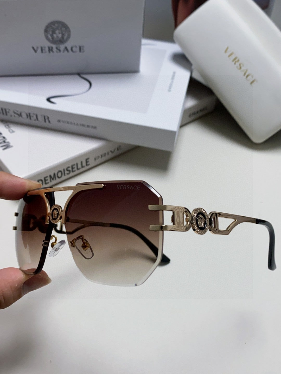 Versace Square Gray Lens Sunglasses for Men & Women - 432816 - detail image 4