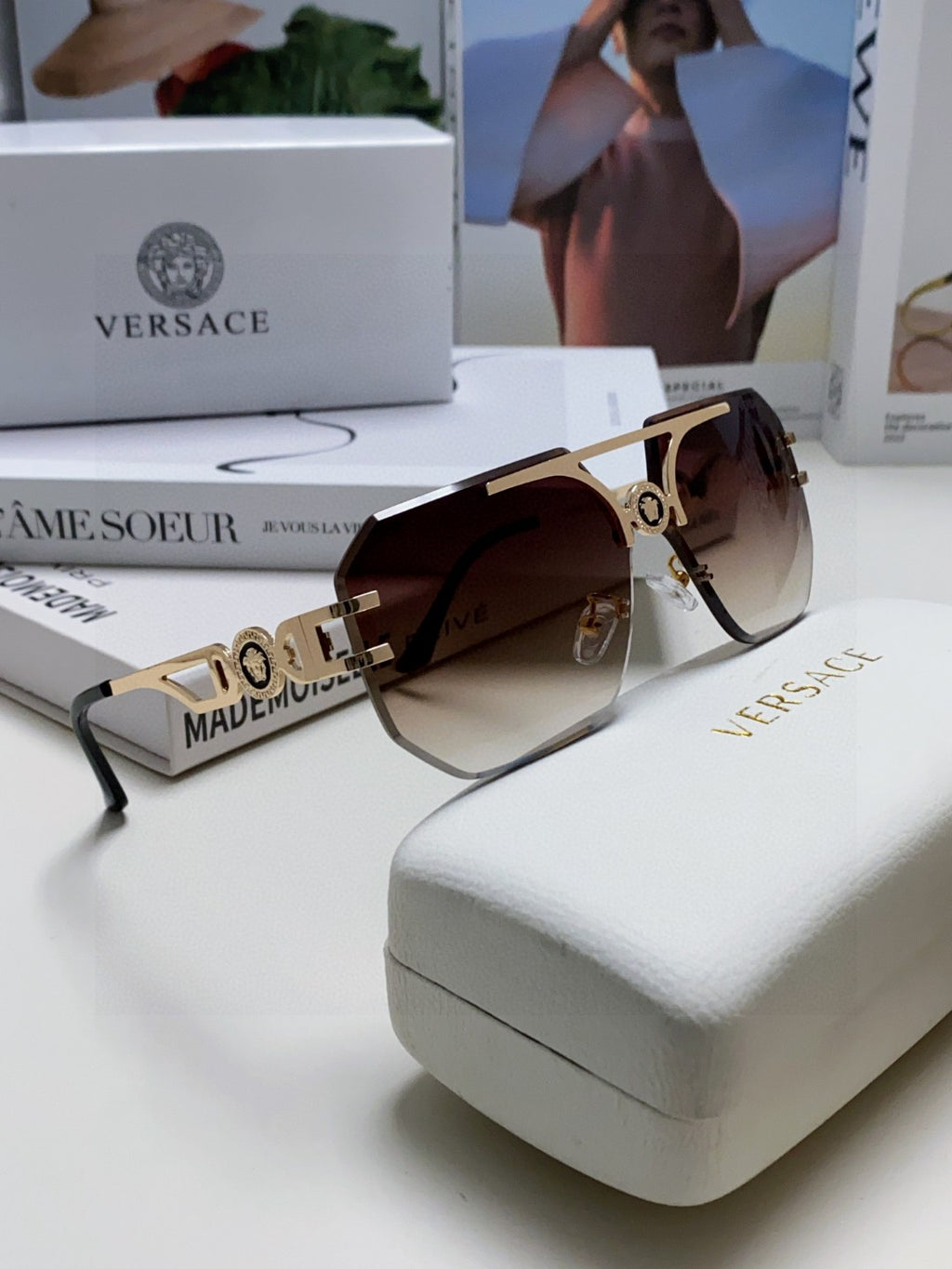 Versace Square Gray Lens Sunglasses for Men & Women - 432816 - detail image 6