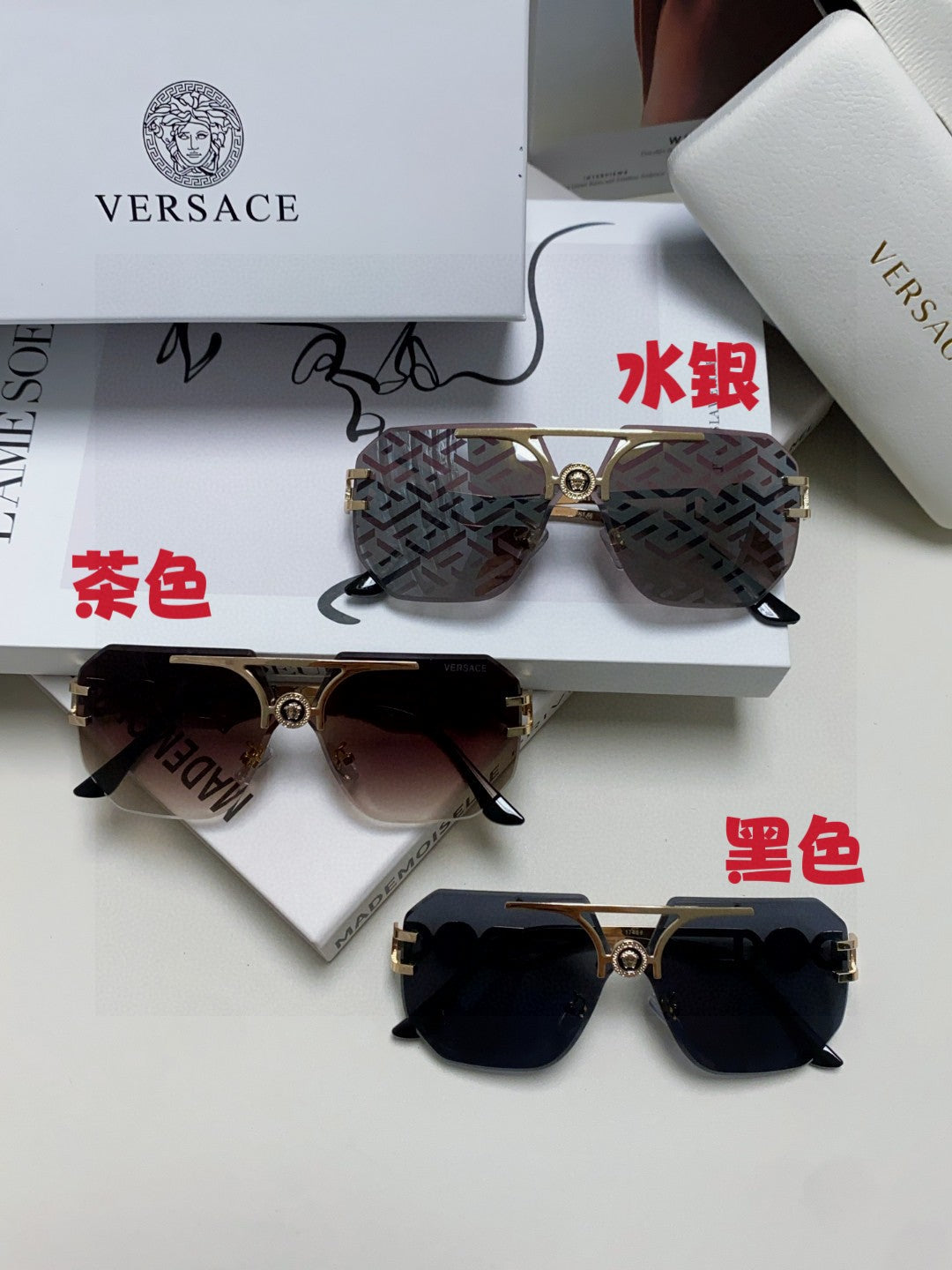 Versace Square Gray Lens Sunglasses for Men & Women - 432816 - detail image 8