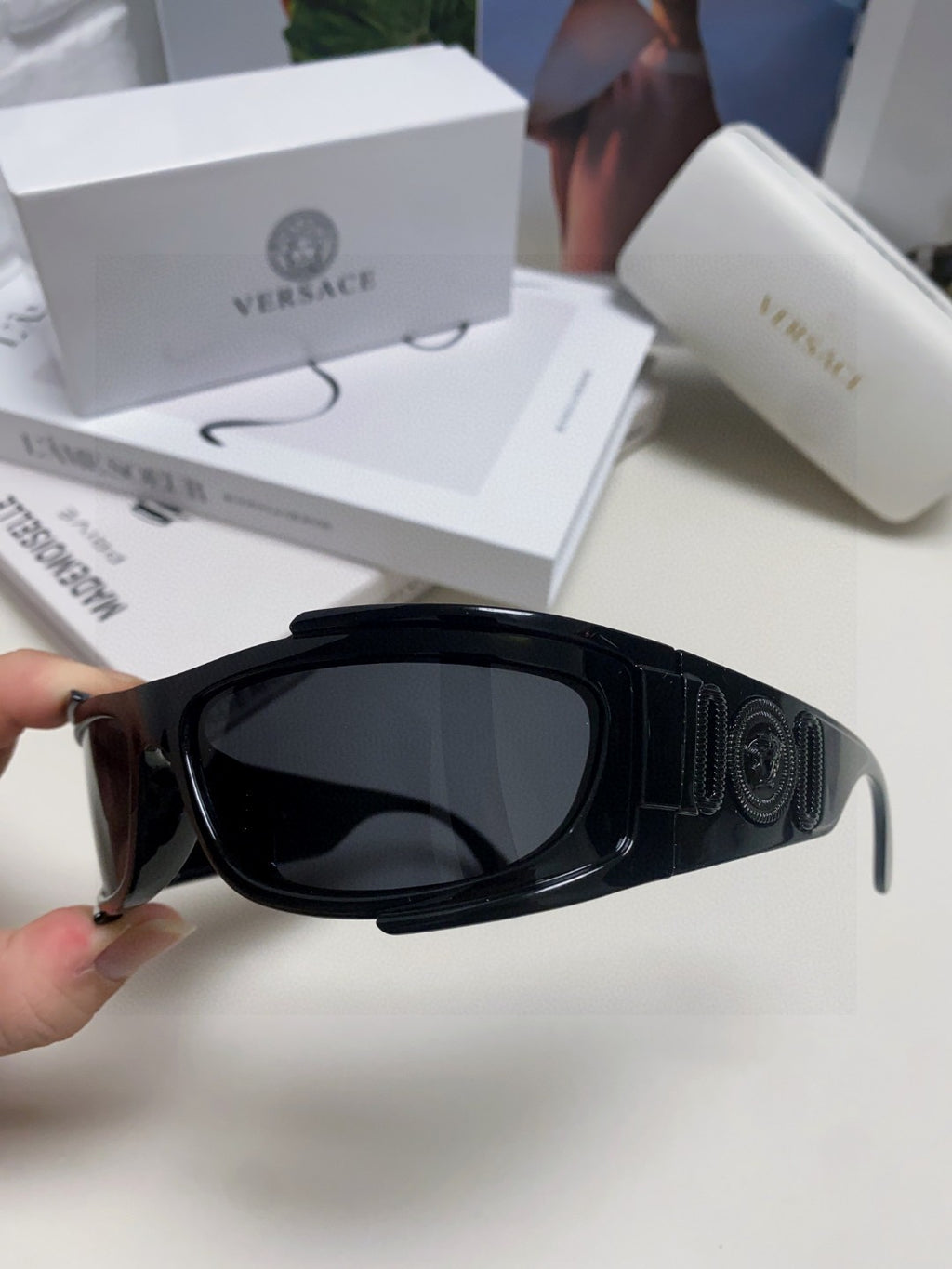 Versace Aviator Blue Lens Sunglasses for Men - detail image 5