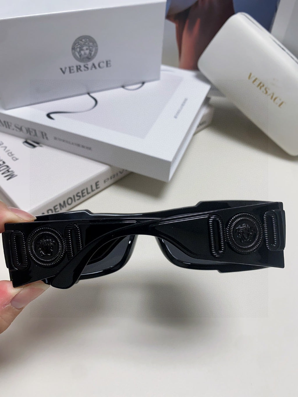 Versace Aviator Blue Lens Sunglasses for Men - detail image 4