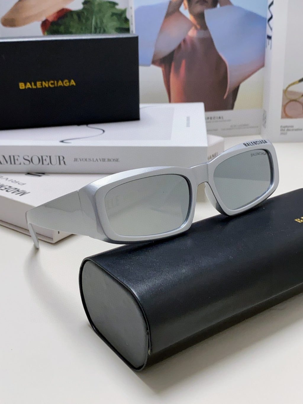 Balenciaga Square Silver Lens Sunglasses for Men & Women - 449636 - detail image 7