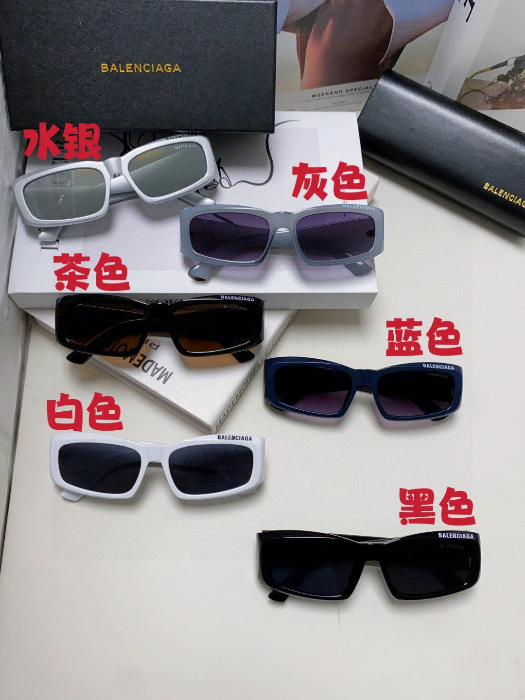 Balenciaga Square Gold Lens Sunglasses for Men & Women - 416103 - detail image 11