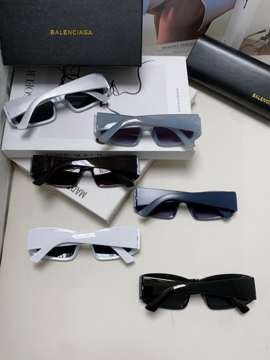 Balenciaga Square Blue Lens Sunglasses for Men & Women - detail image 7