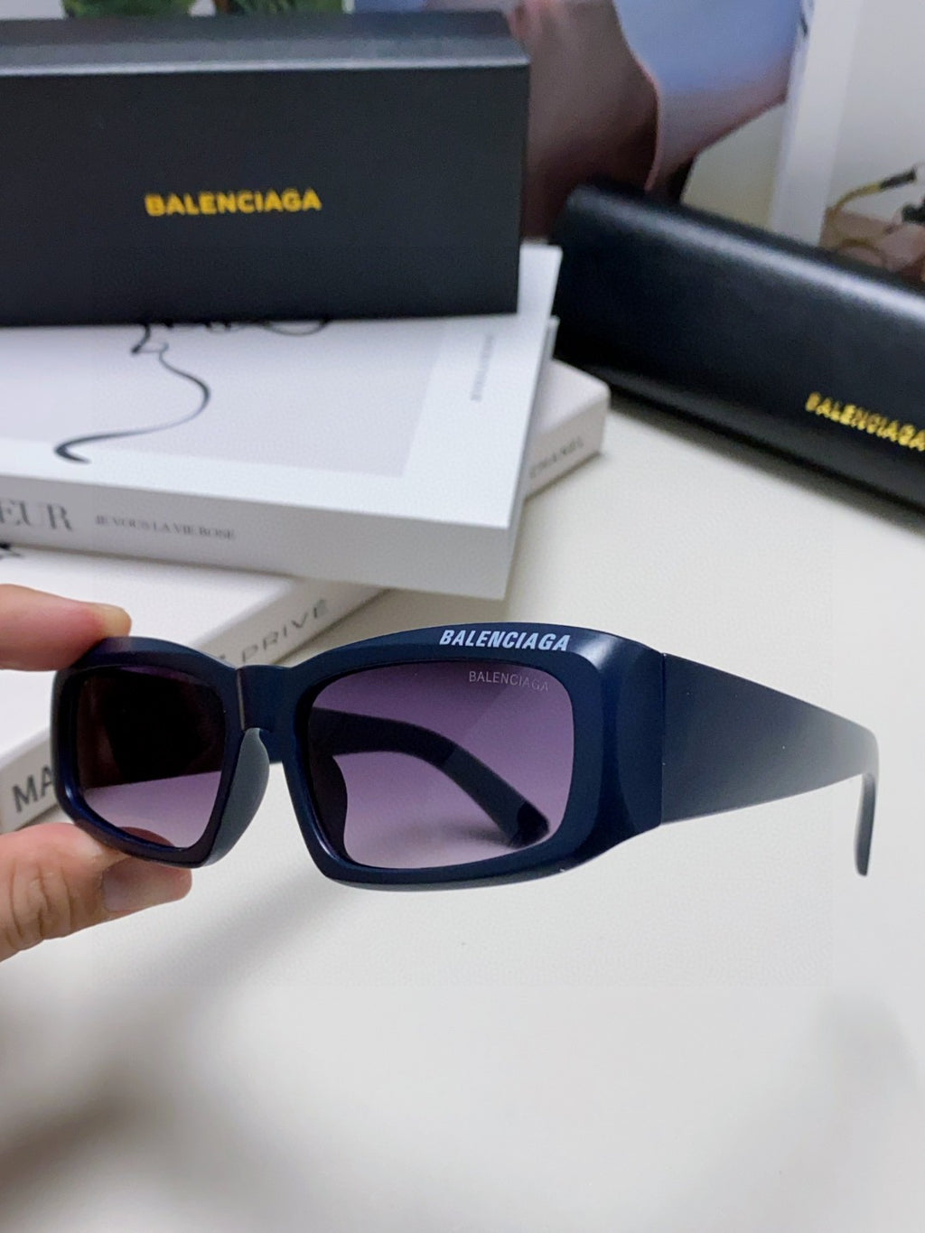 Balenciaga Square Blue Lens Sunglasses for Men & Women - detail image 4