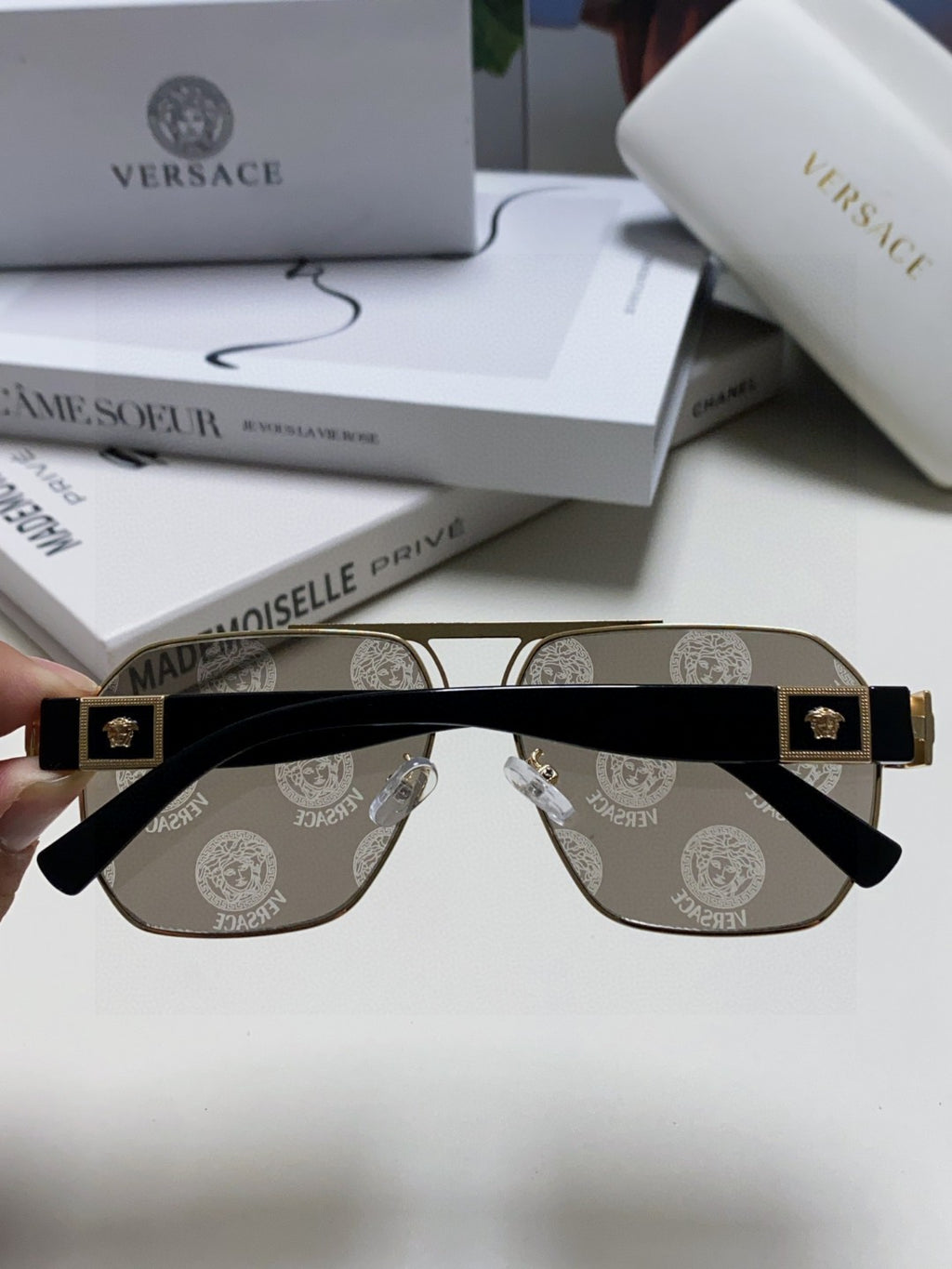 Versace Metal Square Gray Lens Sunglasses for Men & Women - 449844 - detail image 4