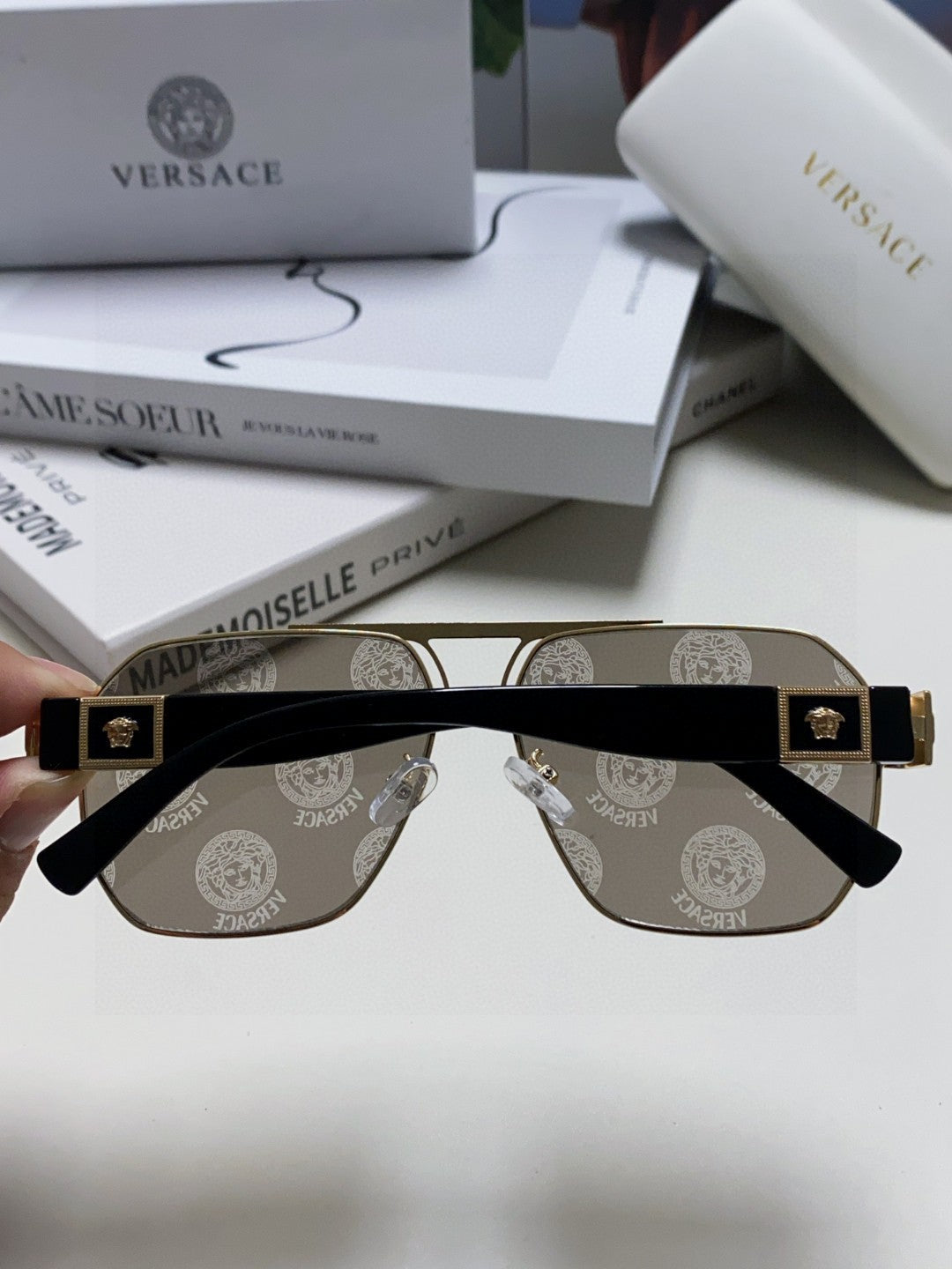 Versace Metal Square Gray Lens Sunglasses for Men & Women - 449844 - detail image 4