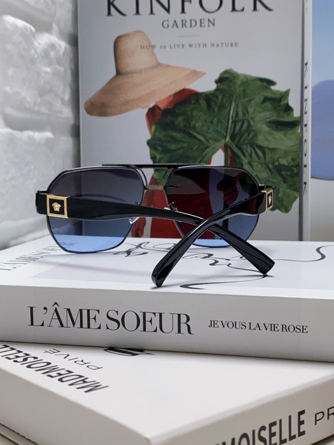 Versace Metal Square Blue Lens Sunglasses for Men & Women - 416357 - detail image 2