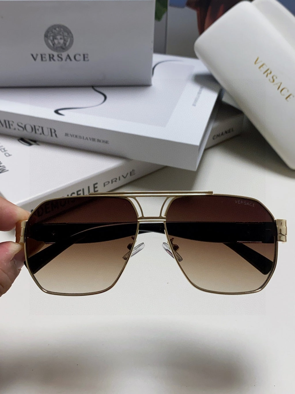 Versace Metal Square Gray Lens Sunglasses for Men & Women - 416358 - detail image 2
