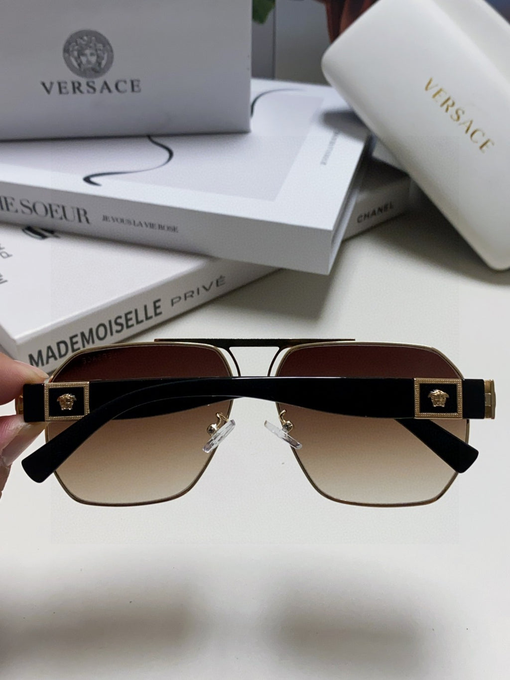 Versace Metal Square Gray Lens Sunglasses for Men & Women - 449846 - detail image 3