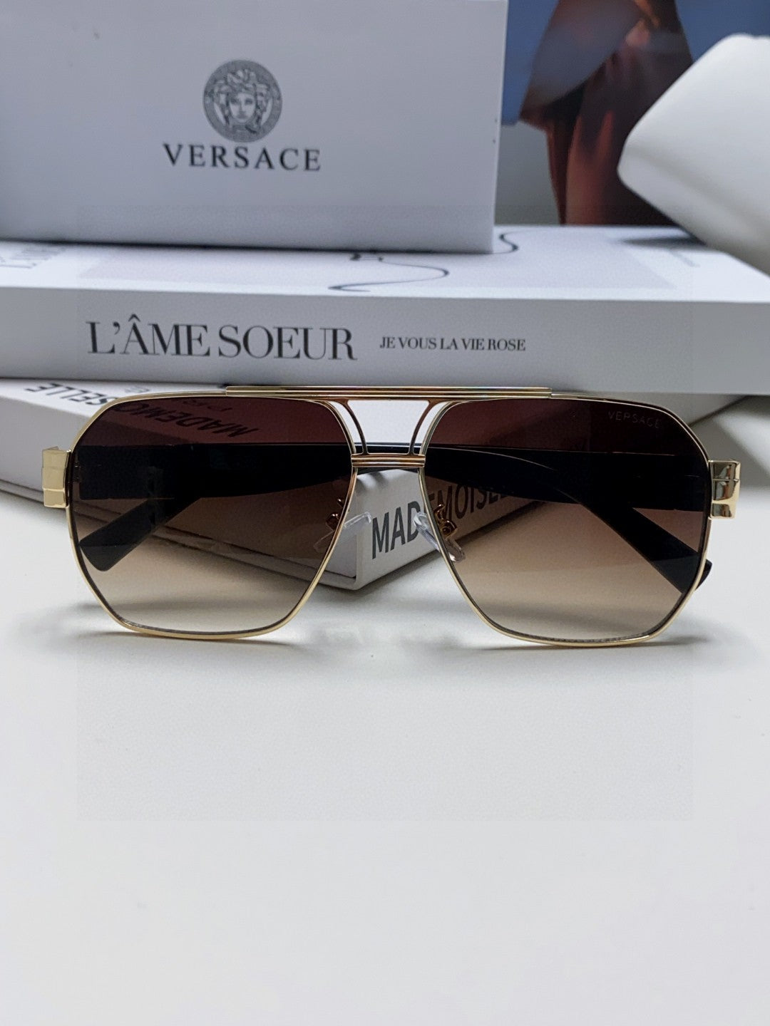 Versace Metal Square Gray Lens Sunglasses for Men & Women - 449846 - detail image 5