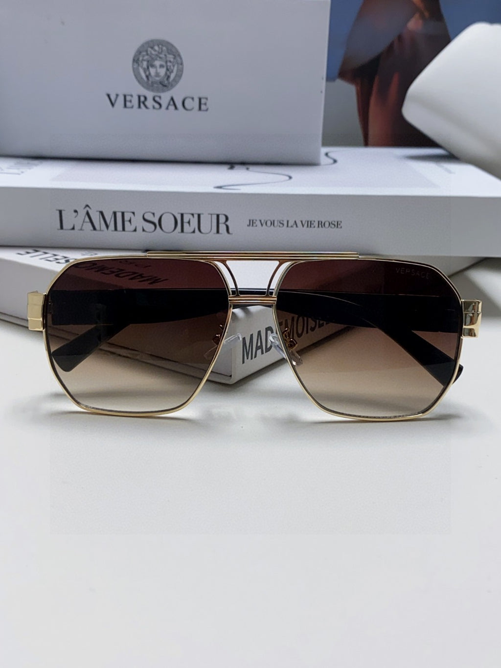 Versace Metal Square Gray Lens Sunglasses for Men & Women - 416358 - detail image 5