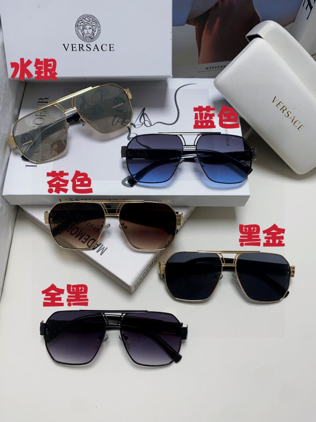 Versace Metal Square Gray Lens Sunglasses for Men & Women - 449846 - detail image 8
